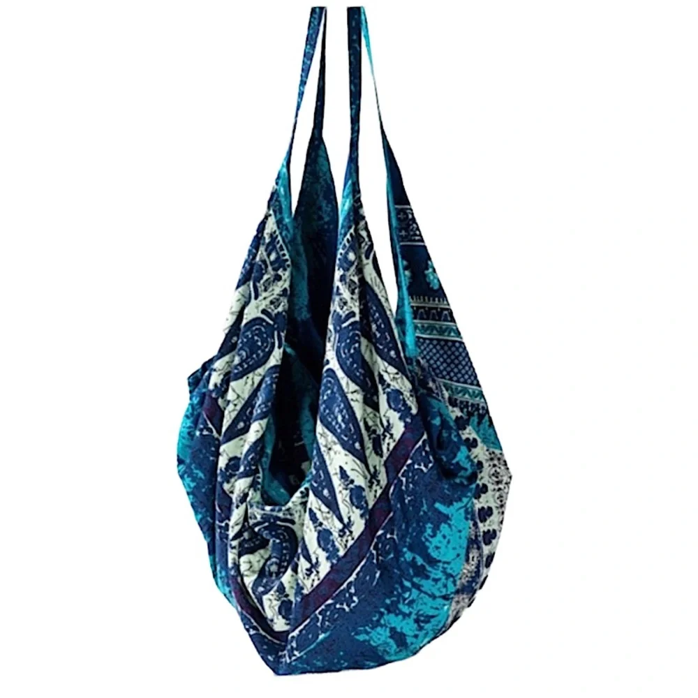 Tropical Aqua Sea Full Zip Market Hobo Bag Ocean Colors New